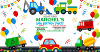 White Maximalist Transportation Birthday Invitation Facebook Shared Image template