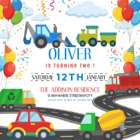White Maximalist Transportation Birthday Invitation Instagram Post template