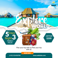 White Maximalist Travel Agency Ad Template Instagram Post