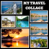 White Maximalist Travel Collage Square (1:1) template
