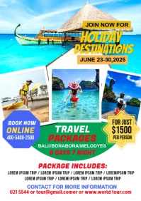 White Maximalist Travel Packaces Flyer A5 template