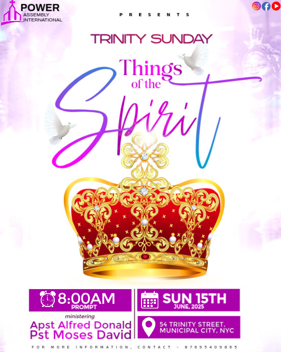 White Maximalist Trinity Sunday Service  Instagram Portrait template