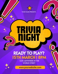 White Maximalist Trivia Night  Poster/wallboard template