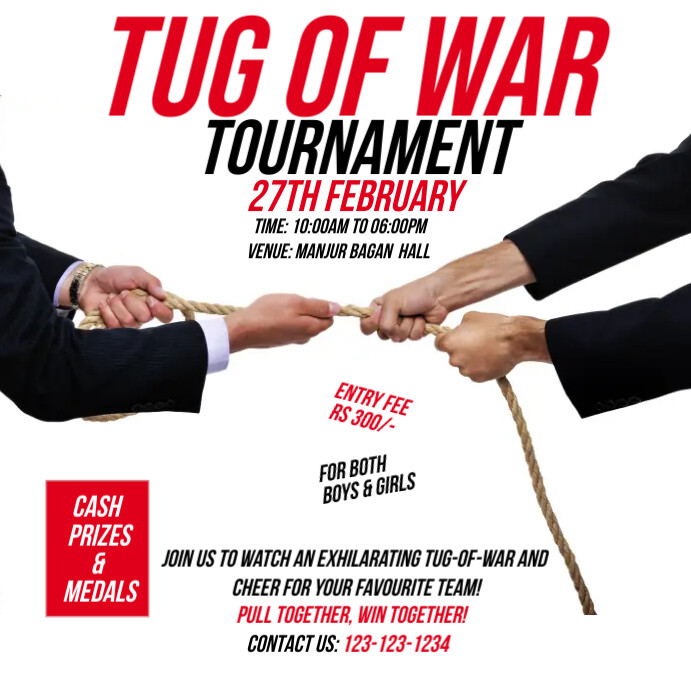 White Maximalist Tug Of War Tournament Instagram Post template
