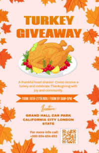 White Maximalist Turkey Giveaway Template Design Tabloid
