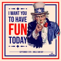 White Maximalist Uncle Sam Day  Instagram Pos template