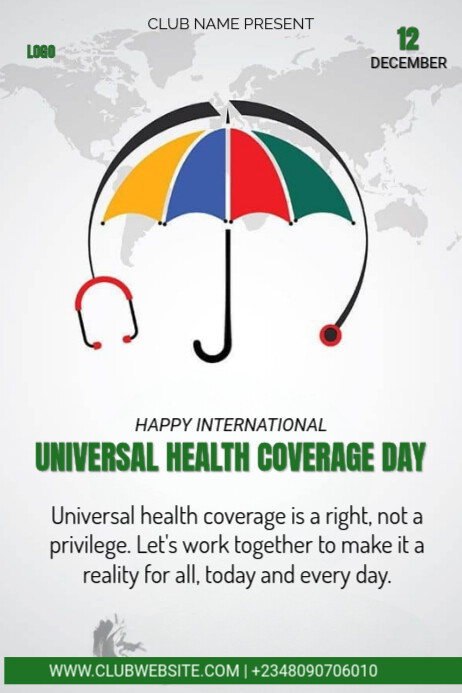 White Maximalist Universal Health Coverage Day  Poster template