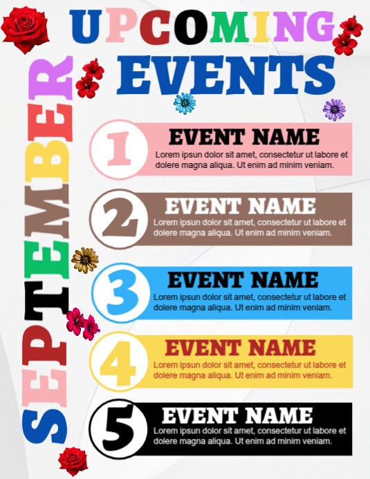 White Maximalist Upcoming Event Flyer/ September Event Calendar Flyer ...