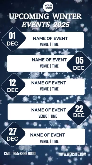 White Maximalist Upcoming Winter Events Instagram Story template