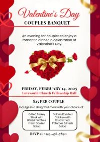 White Maximalist Valentine's Day Couples Banquet  A4 template