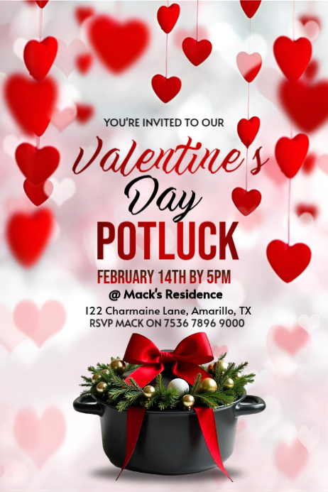 White Maximalist Valentine's Day Potluck Poster Template | PosterMyWall