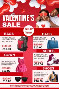 White Maximalist Valentine's Sales Promotion Template Poster