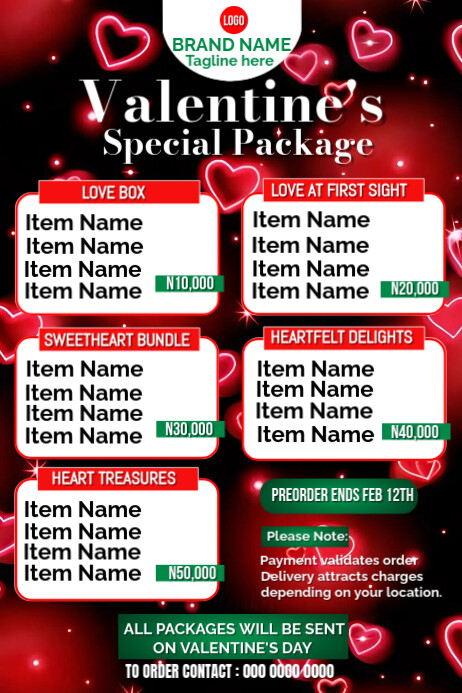 Package Poster Sample White Maximalist Valentine's Special Package Poster Template | PosterMyWall