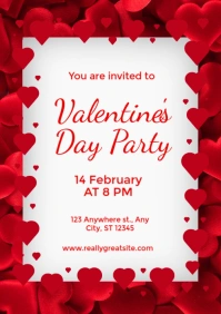 White Maximalist Valentine’s Day Party Flyer A4 template