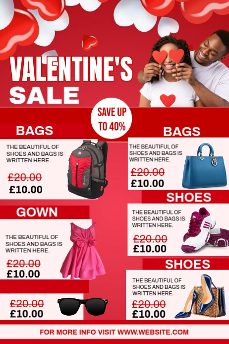 White Maximalist Valentine's Sales Promotion Template Poster Plakat