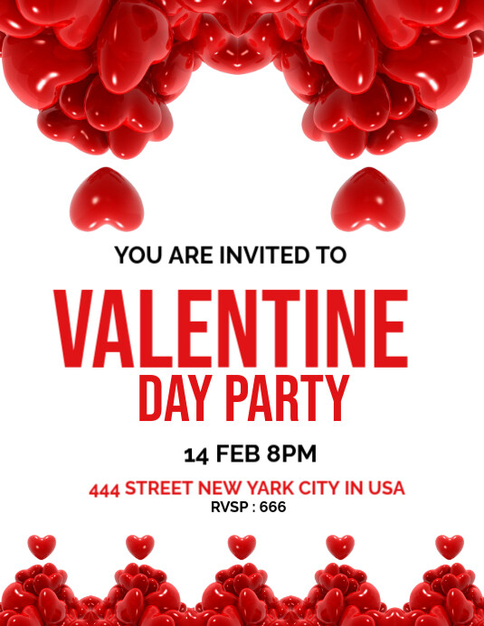 White Maximalist Valentine Day Party Flyer Flyer (us Letter) template