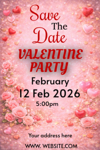 White Maximalist Valentine Save The Date  Pinterest Graphic template