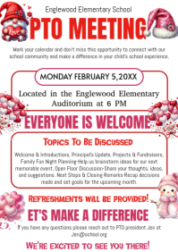White Maximalist Valentine School Pta Meeting Invitation A4 template