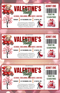 White Maximalist Valentines Party Entry Ticket Printable Tabloid Tabloide template