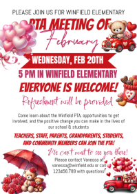 White Maximalist Valentines Pta Meeting Invitation A4 template