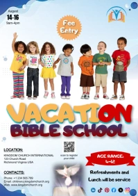 White Maximalist Vbs Vacation Bible School Ad A4 template