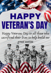 White Maximalist Veteran's Day A3 template