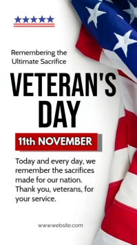 White Maximalist Veteran's Day  Digital Display (9:16) template