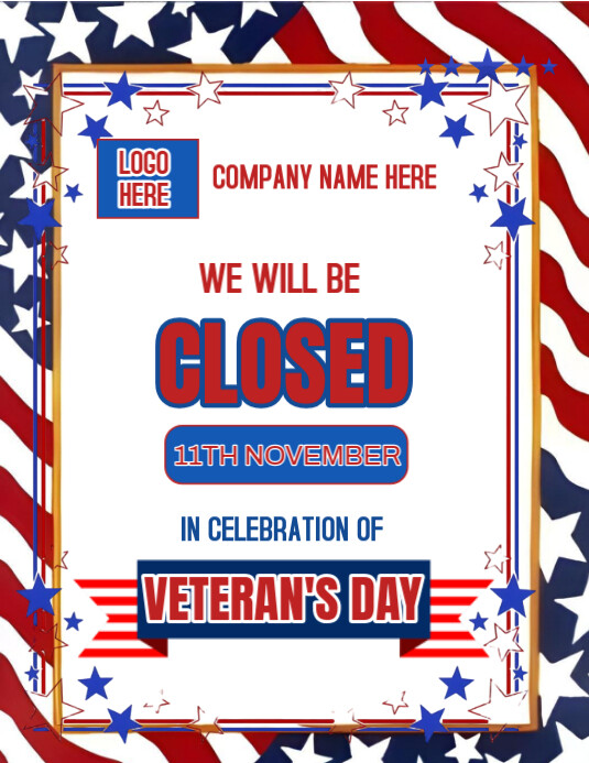 White Maximalist Veteran's Day Design Flyer (us Letter) Template ...