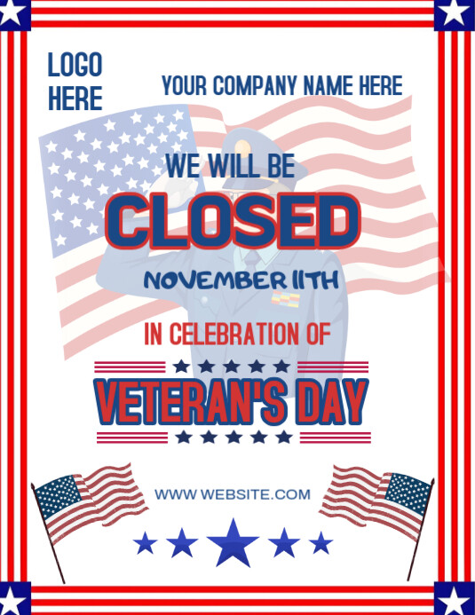 Copy of White Maximalist Veteran's Day Flyer (us Letter) | PosterMyWall