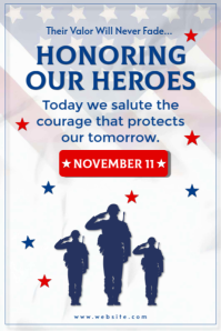 White Veterans Day Tribute Poster Template
