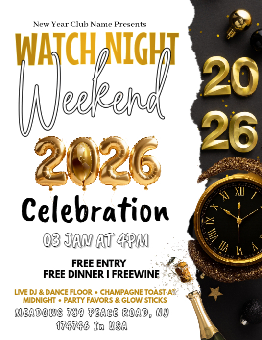 Copy of White Maximalist Watch Night Party Flyer Flyer (us Letter ...