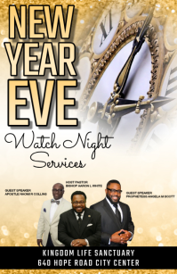 White Maximalist Watch Night Service 2026 Flyer Tabloid Tablóide template