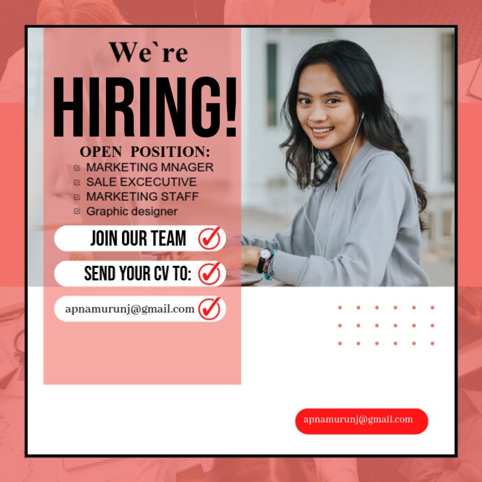 White Maximalist We Are Hiring Flyers  Instagram Post template