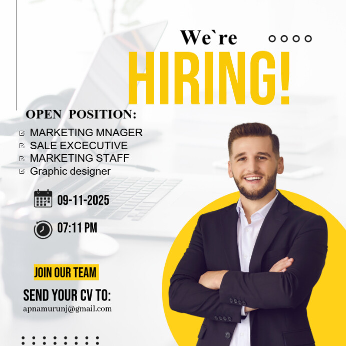 White Maximalist We Are Hiring Flyers  Instagram Post Instagram-opslag template