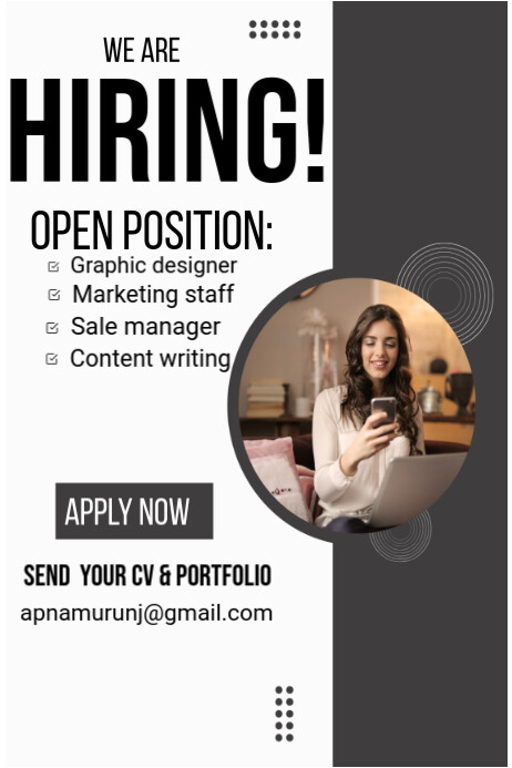 White Maximalist We Are Hiring Flyers  Poster Plakkaat template