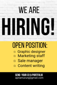 White Maximalist We Are Hiring Flyers Poster  Poster template