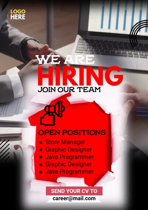 White Maximalist We Are Hiring Poster A1 template