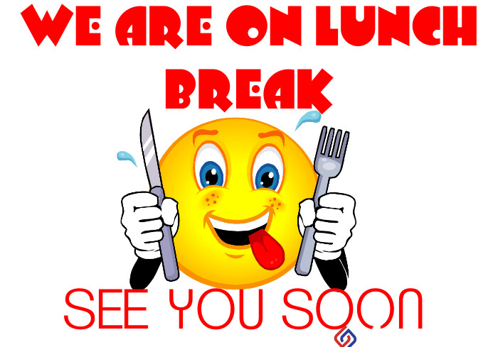 White Maximalist We Are On A Break Sign A4 template