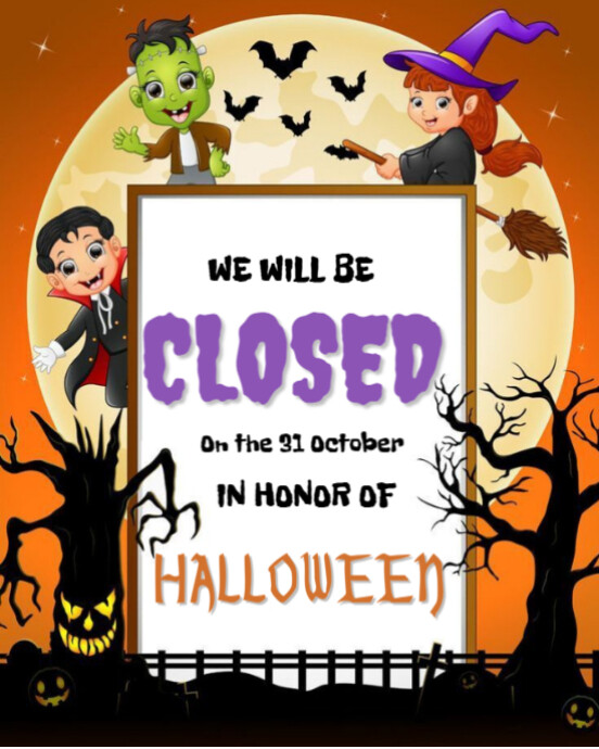 White Maximalist We Will Be Closed For Halloween  Instagram Portrait template