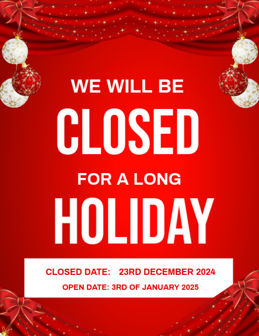 Copy Of White Maximalist We Will Be Closed For Holiday Flyer us Letter copy-of-white-maximalist-we-will-be-closed-for-holiday-flyer-us-letter