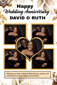 White Maximalist Wedding Anniversary Flyer  Pinterest Graphic template