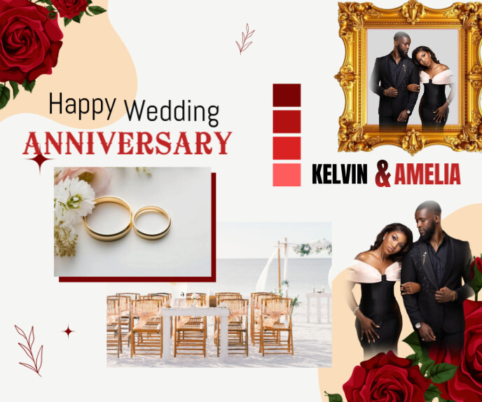 White Maximalist Wedding Anniversary Online Design Flyer/template  Large Rectangle Groot Reghoek
