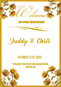 White Maximalist Wedding Banner  A4 template