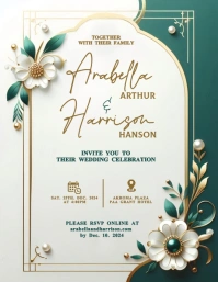 White Maximalist Wedding  Flyer (us Letter) template