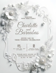 White Maximalist Wedding  Flyer (us Letter) template