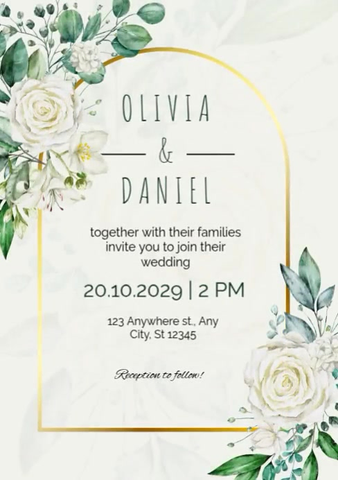 White Color Invitation White Wedding Invitation A4 Template | PosterMyWall