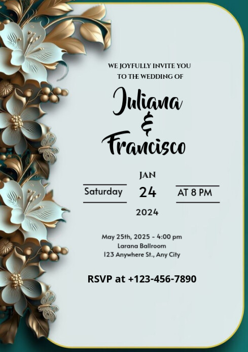 White Maximalist Wedding Invitation Card Flyer Template (1) A2 ...