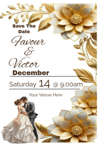 White Maximalist Wedding Invitation  Poster template