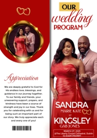 White Maximalist Wedding Program Cover Flyer A5 template