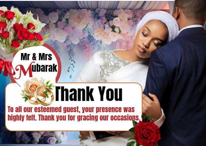 White Maximalist Wedding Thank You For Guest Online Design Flyer/ Template Postcard Carte postale
